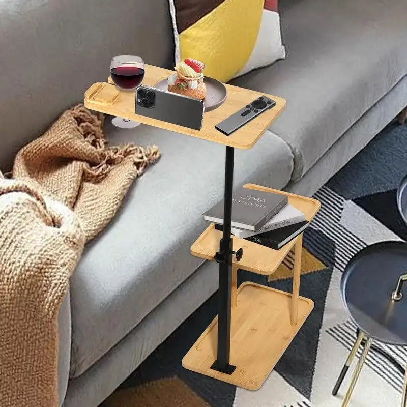 3 Layer C-Shaped End Table for Couch Arm - 35.5L x 15.7W x 76.5H