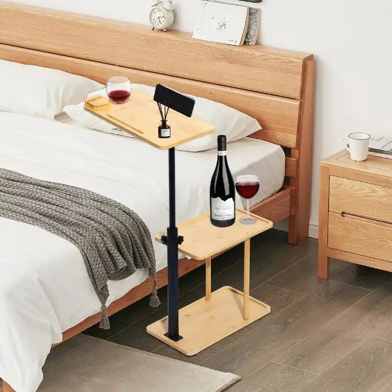 3 Layer C-Shaped End Table for Couch Arm - 35.5L x 15.7W x 76.5H