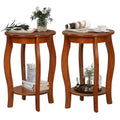 2-Tier Round End Table Set of 2 Narrow Sofa Side Nightstand w