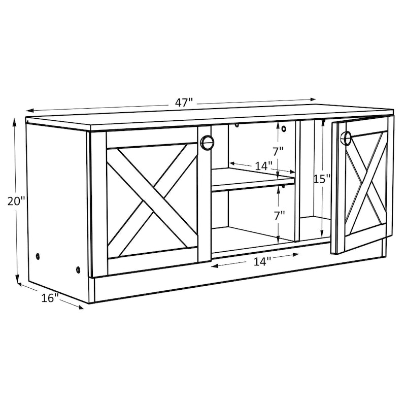 Modern TV Stand with 2 Doors Storage Cabinets, Wood Finish, Living Room Entertainment Center