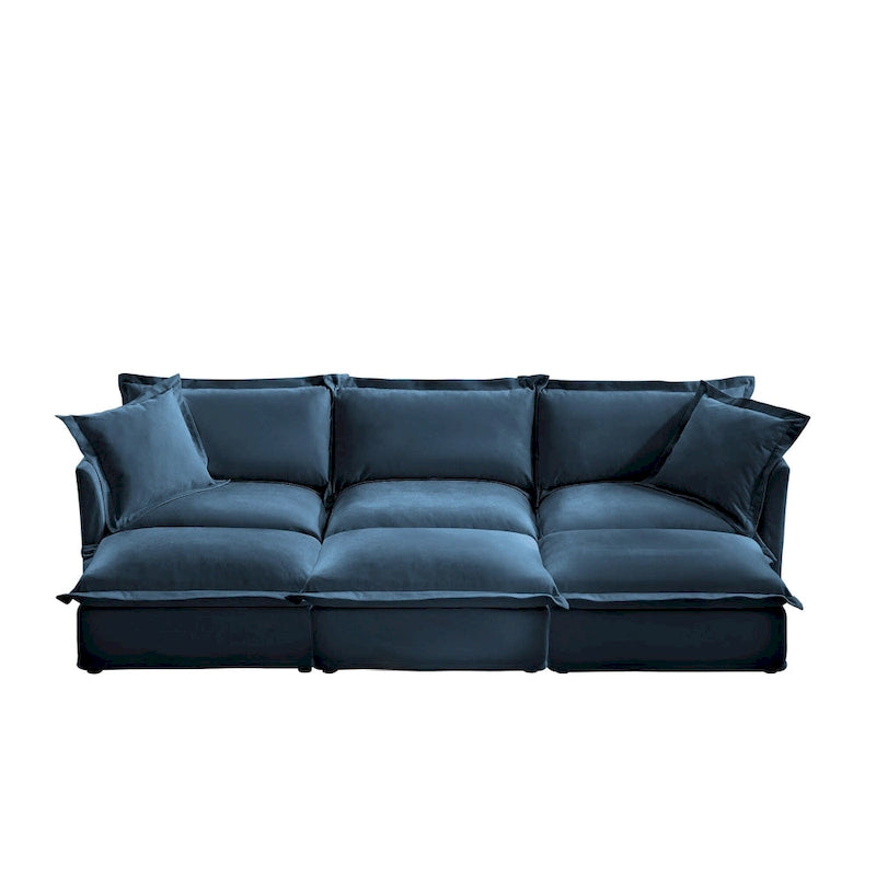 120 Chenille 3-Seater Sectional Sofa with 3 Ottomans