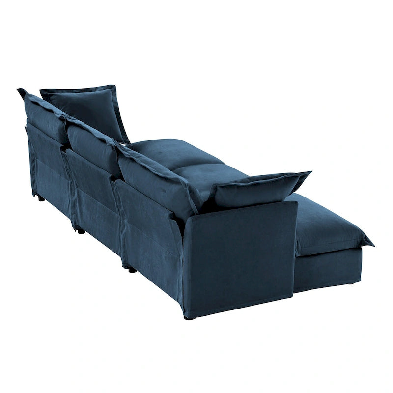 120 Chenille 3-Seater Sectional Sofa with 3 Ottomans