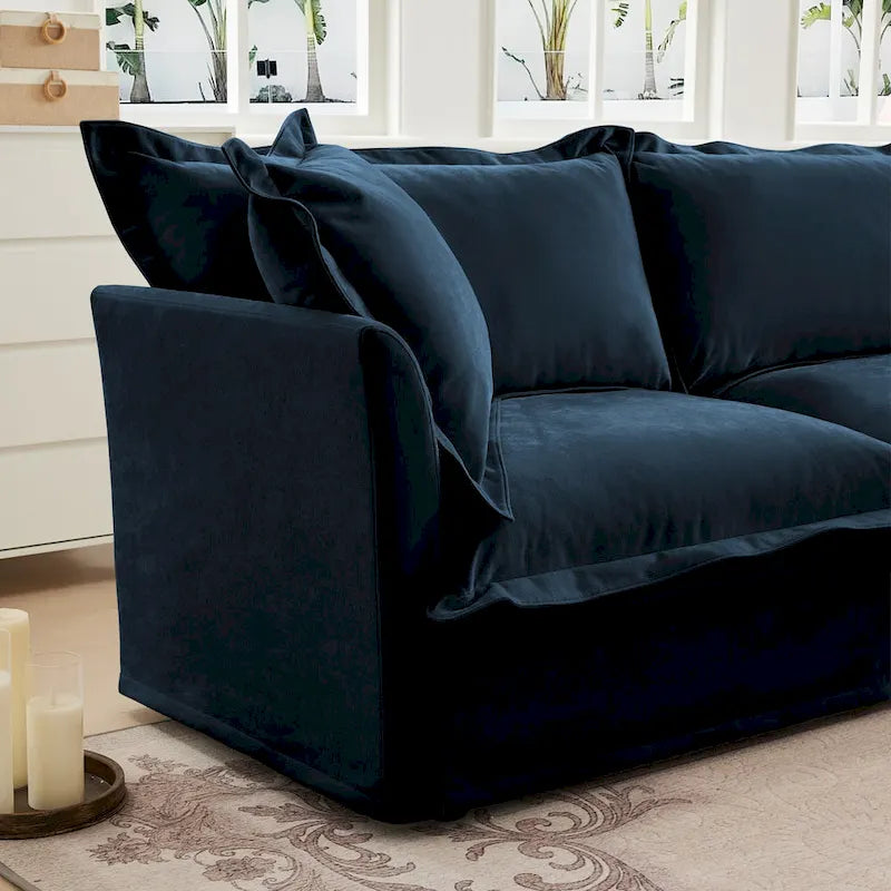 120 Chenille 3-Seater Sectional Sofa with 3 Ottomans