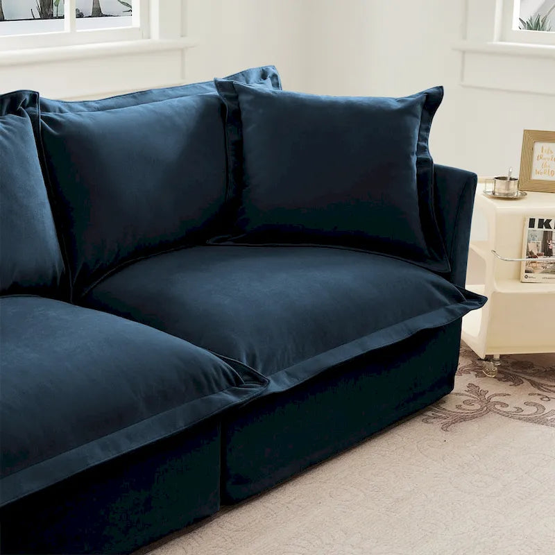 120 Chenille 3-Seater Sectional Sofa with 3 Ottomans