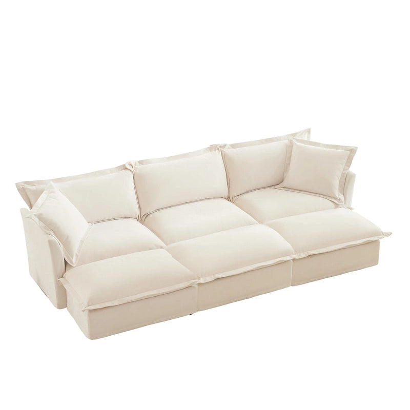 120 Chenille 3-Seater Sectional Sofa with 3 Ottomans