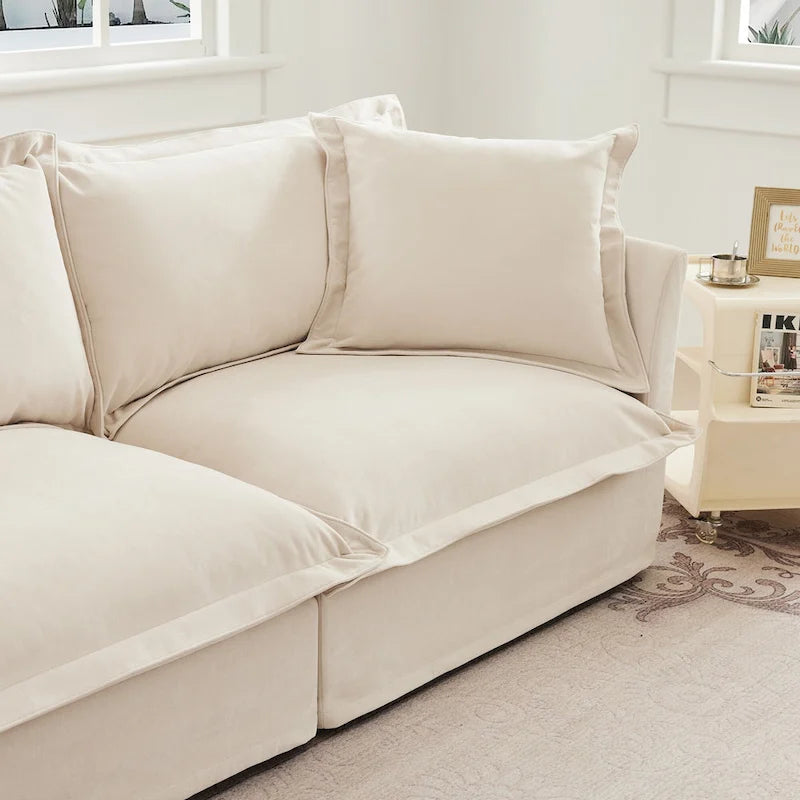 120 Chenille 3-Seater Sectional Sofa with 3 Ottomans
