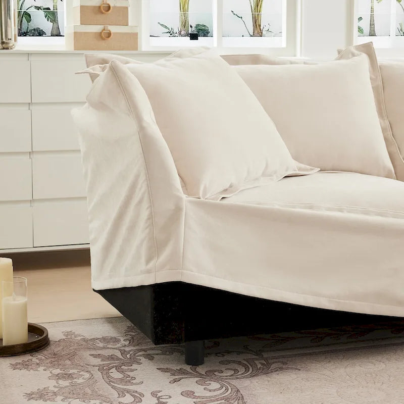 120 Chenille 3-Seater Sectional Sofa with 3 Ottomans