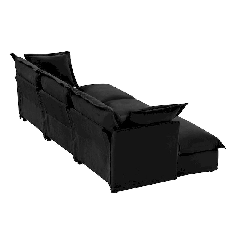 120 Chenille 3-Seater Sectional Sofa with 3 Ottomans