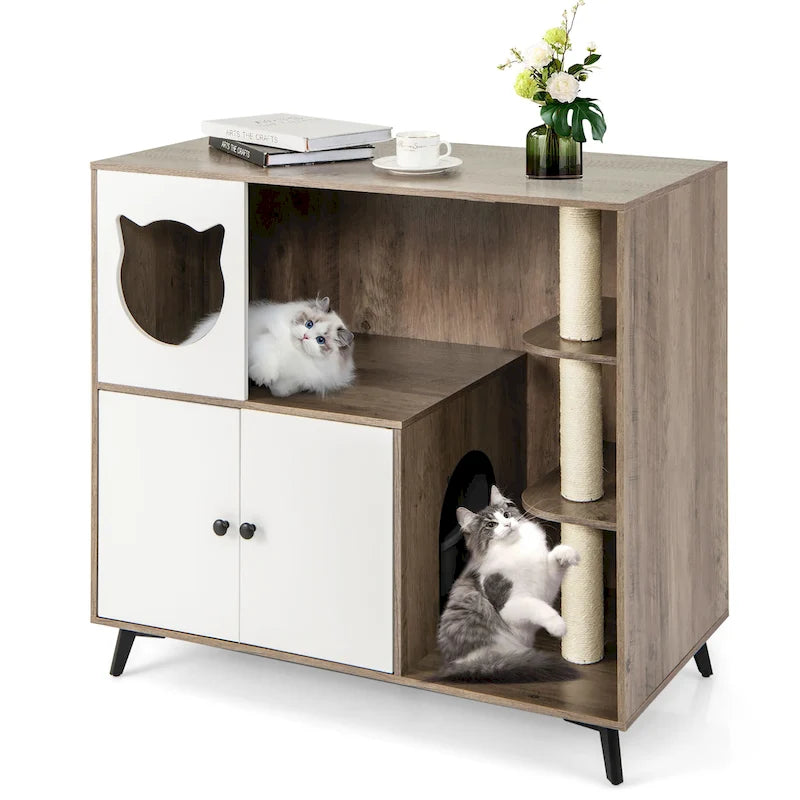 Cat Litter Box Enclosure 5-in-1 Enlarged Cat Litter Cabinet