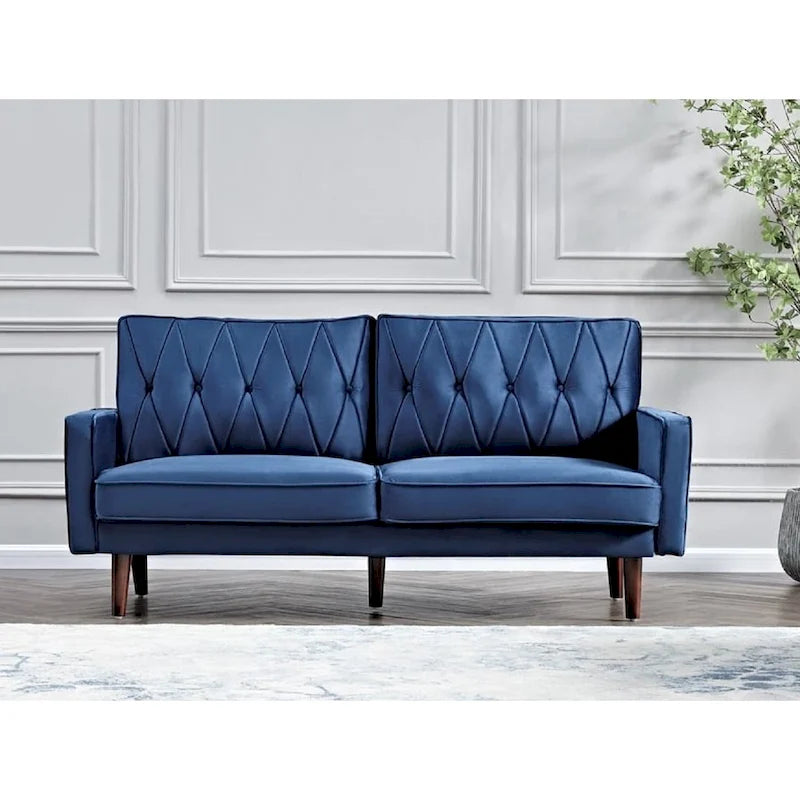 69.3 Wide Velvet Tufted Cushion Back Sofa