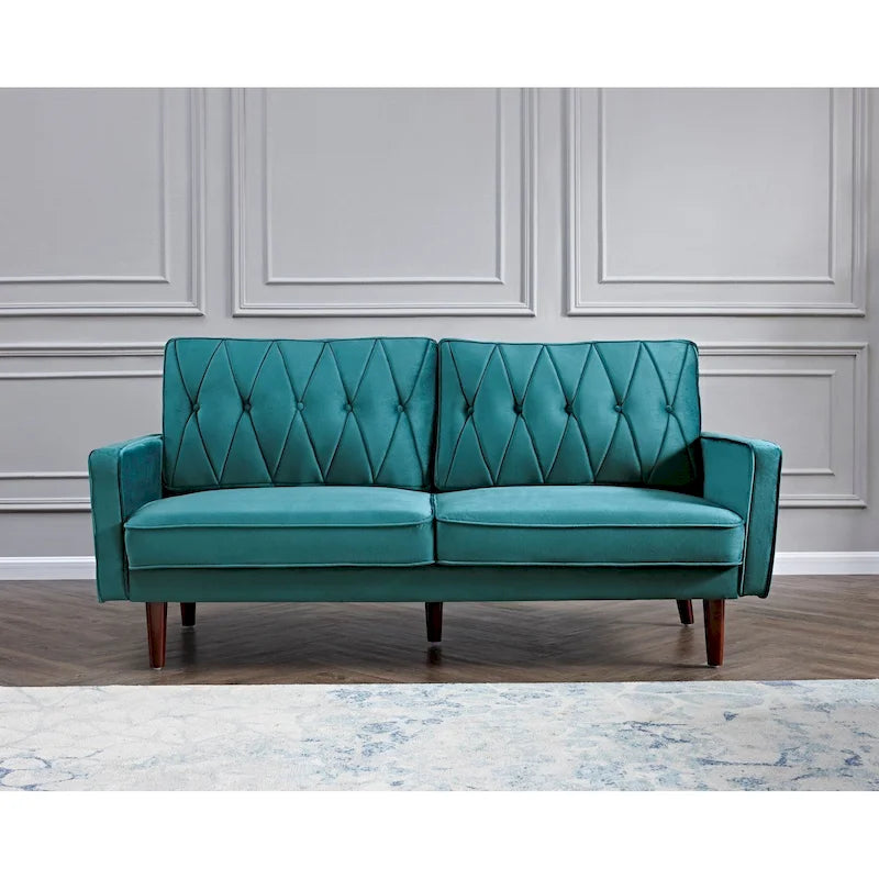 69.3 Wide Velvet Tufted Cushion Back Sofa