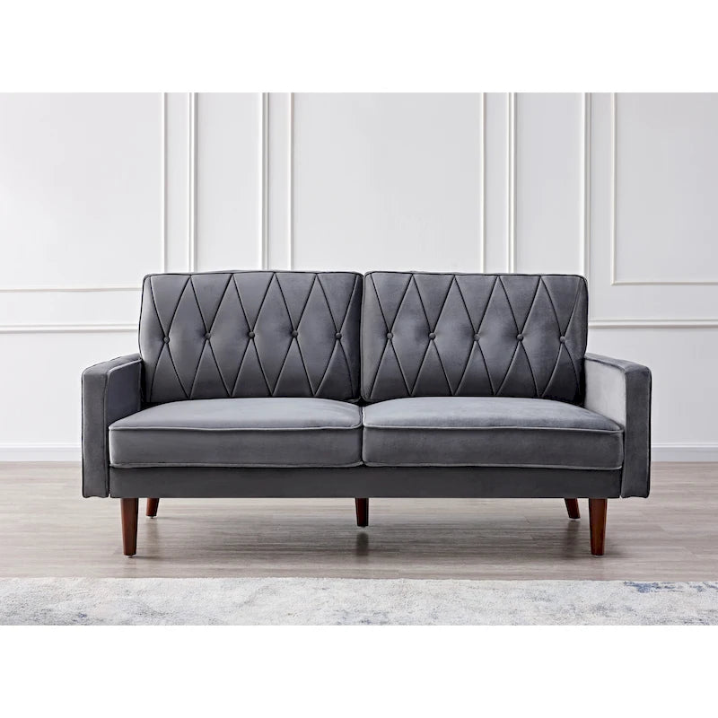 69.3 Wide Velvet Tufted Cushion Back Sofa