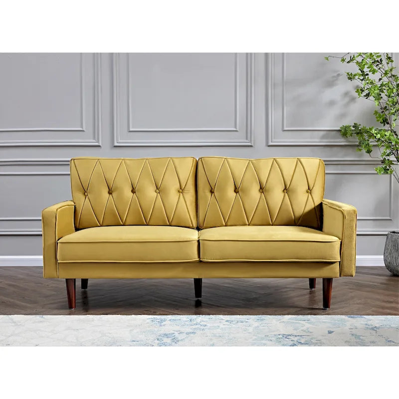 69.3 Wide Velvet Tufted Cushion Back Sofa