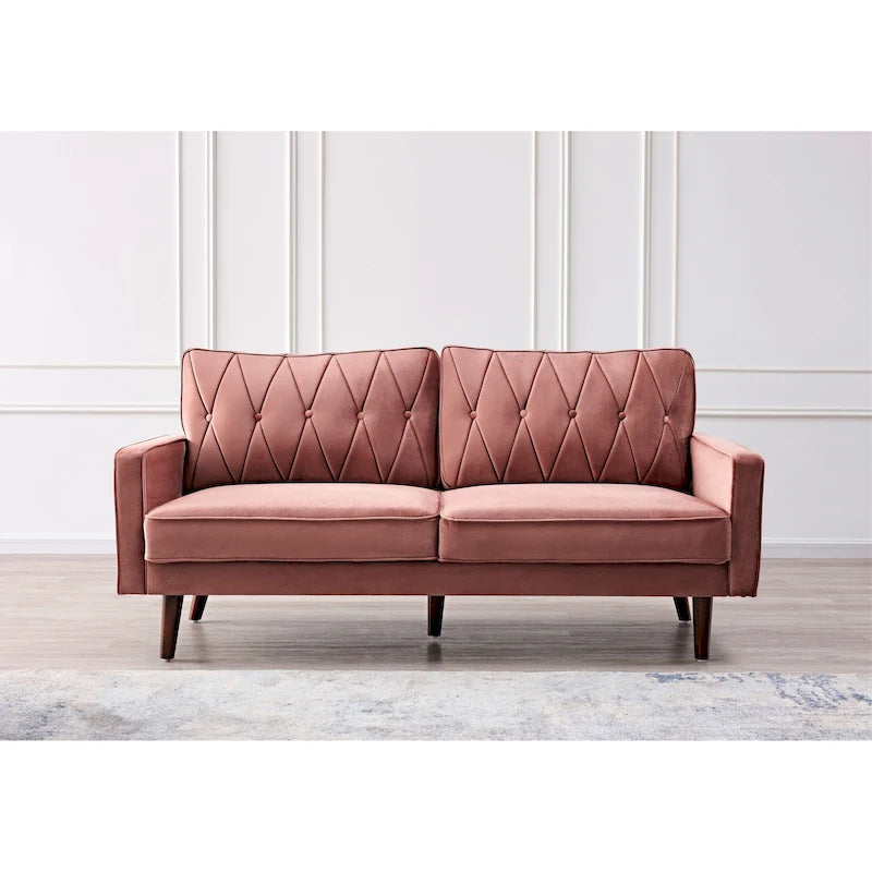 69.3 Wide Velvet Tufted Cushion Back Sofa