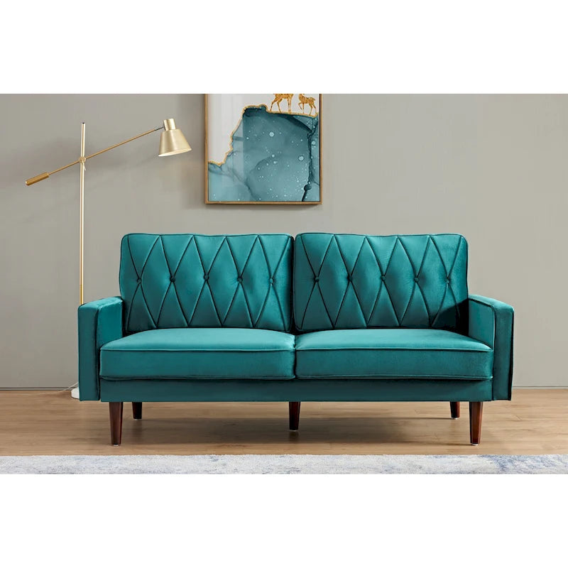 69.3 Wide Velvet Tufted Cushion Back Sofa