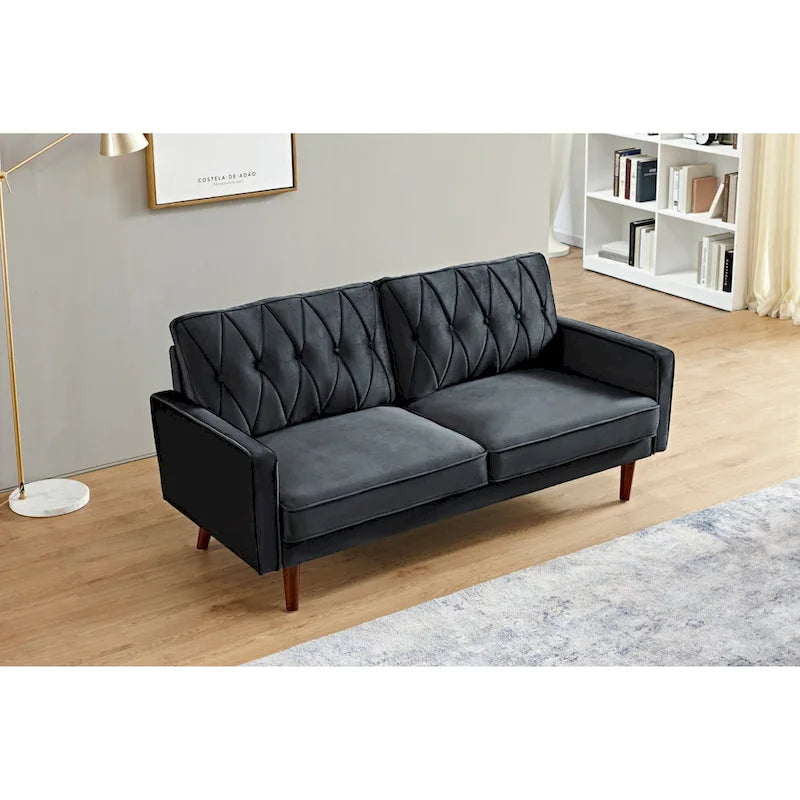 69.3 Wide Velvet Tufted Cushion Back Sofa