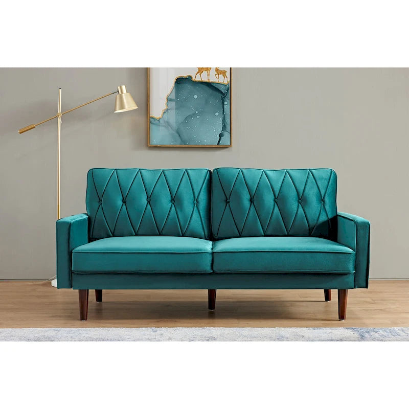 69.3 Wide Velvet Tufted Cushion Back Sofa