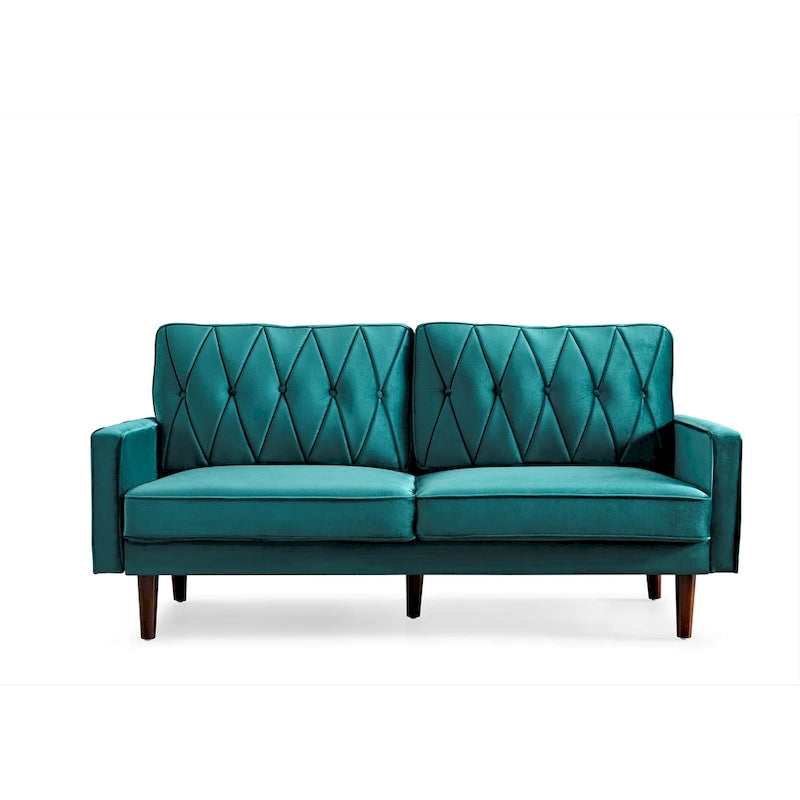 69.3 Wide Velvet Tufted Cushion Back Sofa