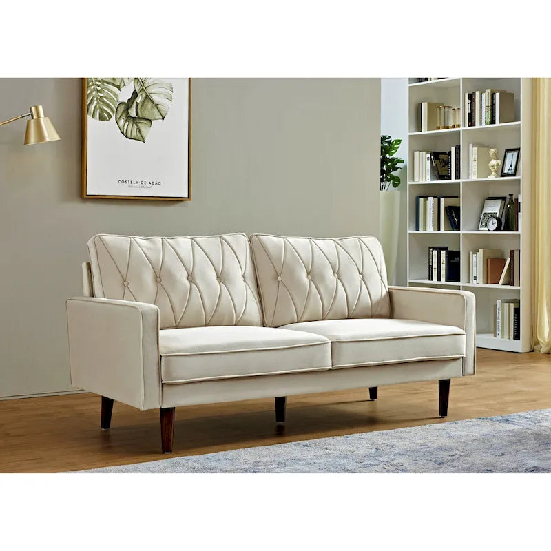 69.3 Wide Velvet Tufted Cushion Back Sofa