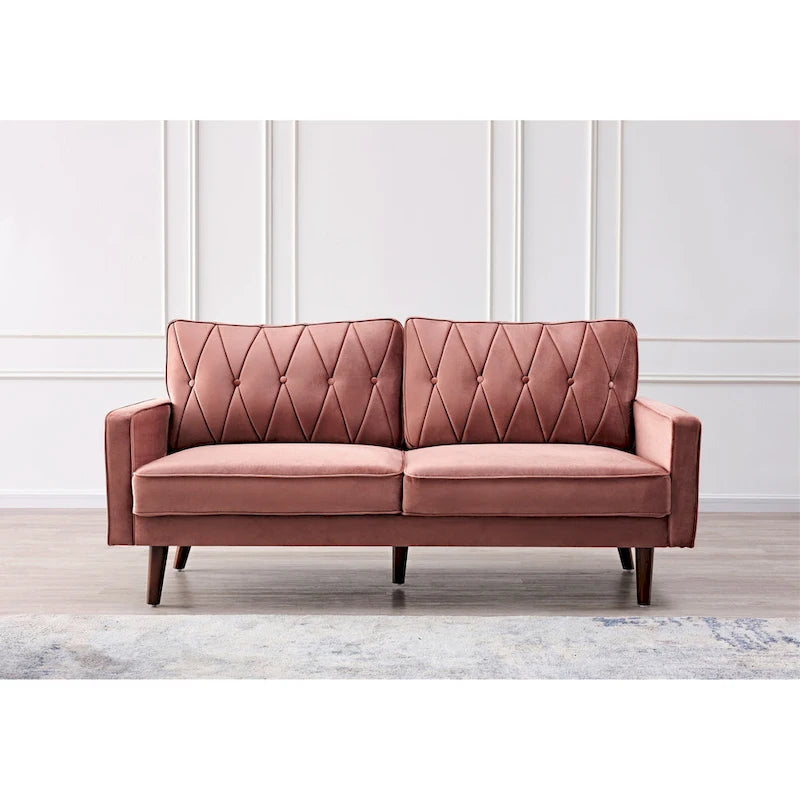 69.3 Wide Velvet Tufted Cushion Back Sofa