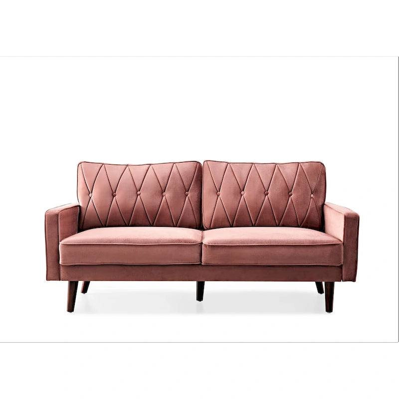 69.3 Wide Velvet Tufted Cushion Back Sofa