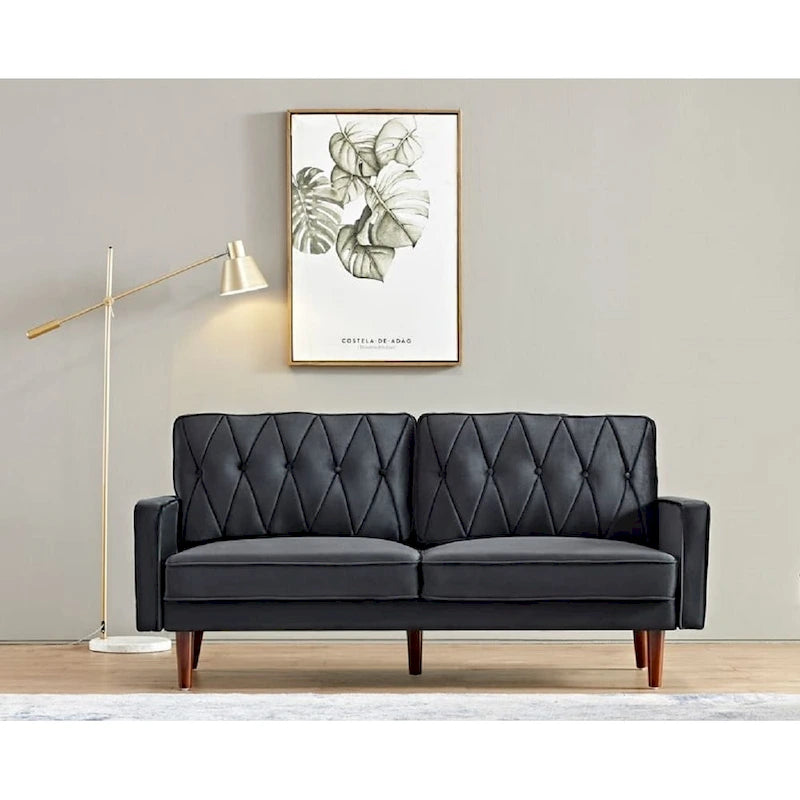 69.3 Wide Velvet Tufted Cushion Back Sofa