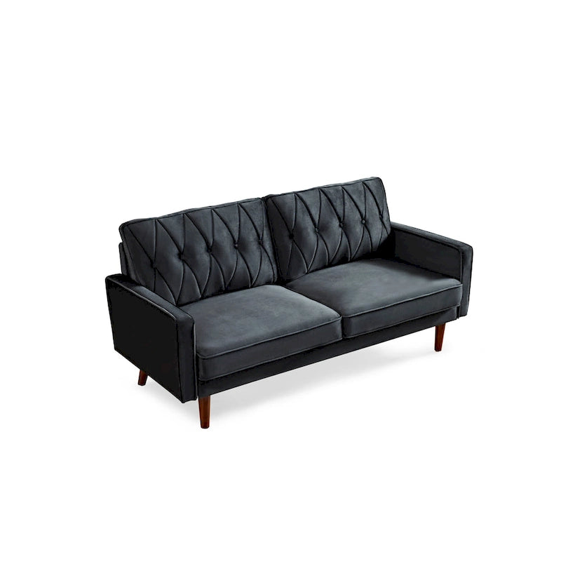 69.3 Wide Velvet Tufted Cushion Back Sofa