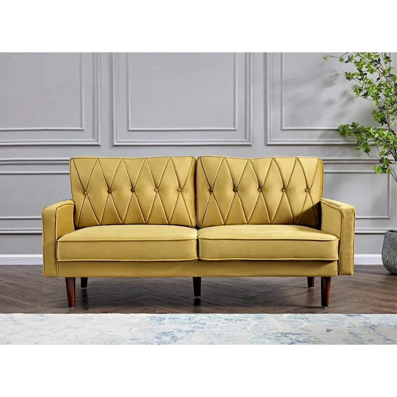 69.3 Wide Velvet Tufted Cushion Back Sofa