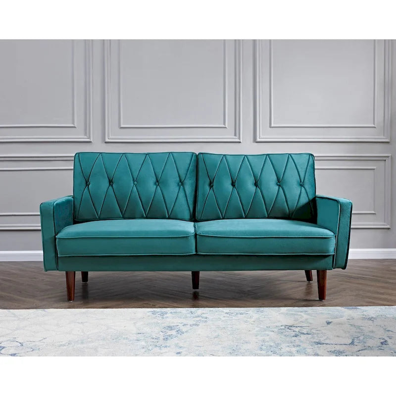 69.3 Wide Velvet Tufted Cushion Back Sofa