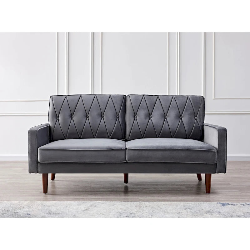 69.3 Wide Velvet Tufted Cushion Back Sofa