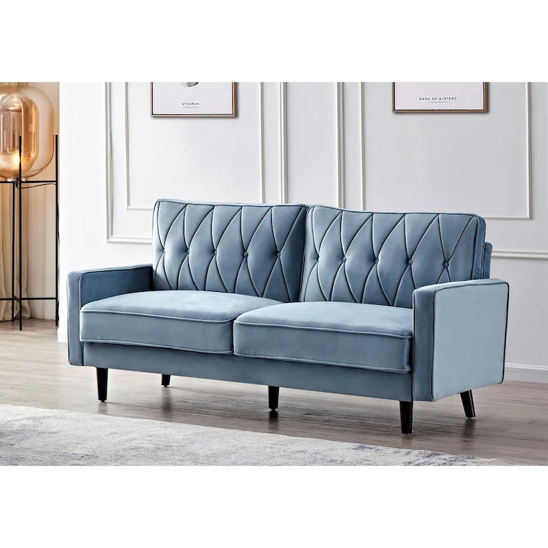 69.3 Wide Velvet Tufted Cushion Back Sofa