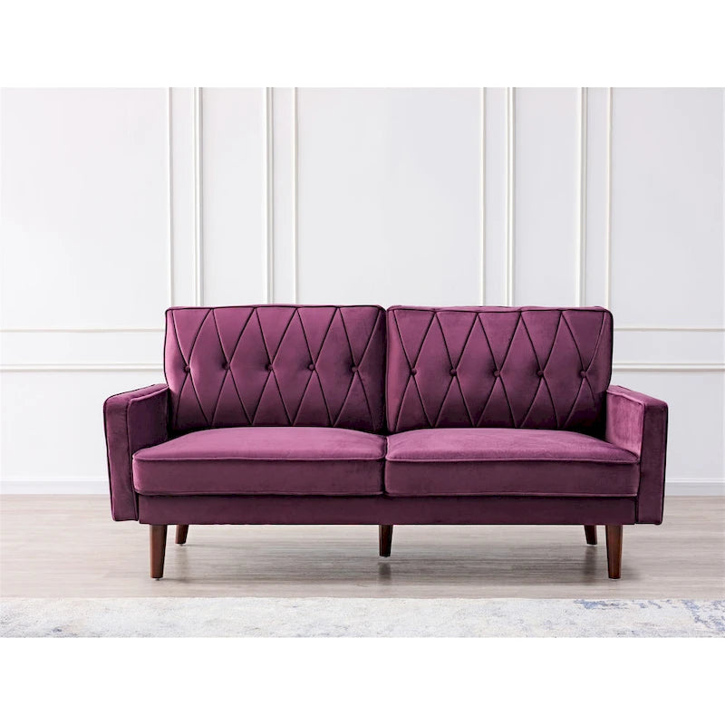 69.3 Wide Velvet Tufted Cushion Back Sofa