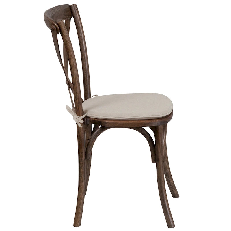 2 Pk. Stackable Wood Cross Back Chair with Cushion