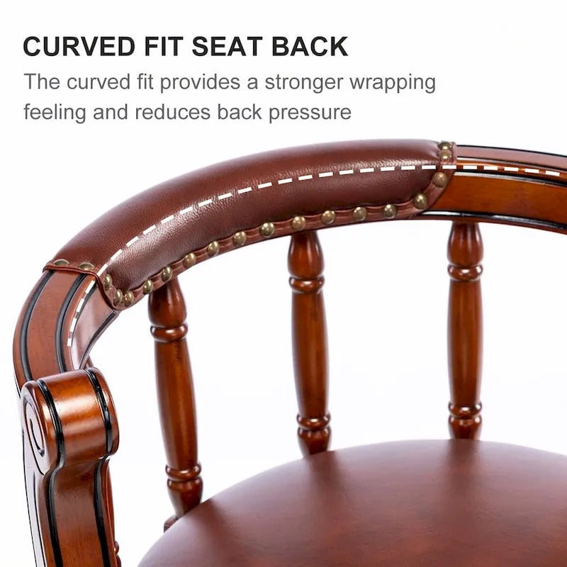 Leather Upholstered Wooden 360 Degrees Swivel Barstool with Back