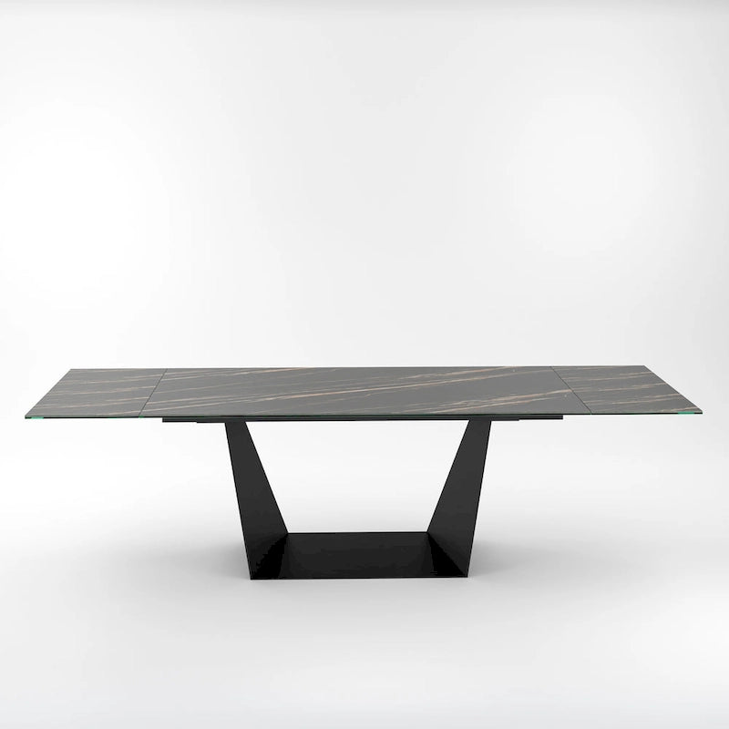 Extendable Dining Table with Slate black Ceramic Top - 106.3/70.87*35.43*29.53