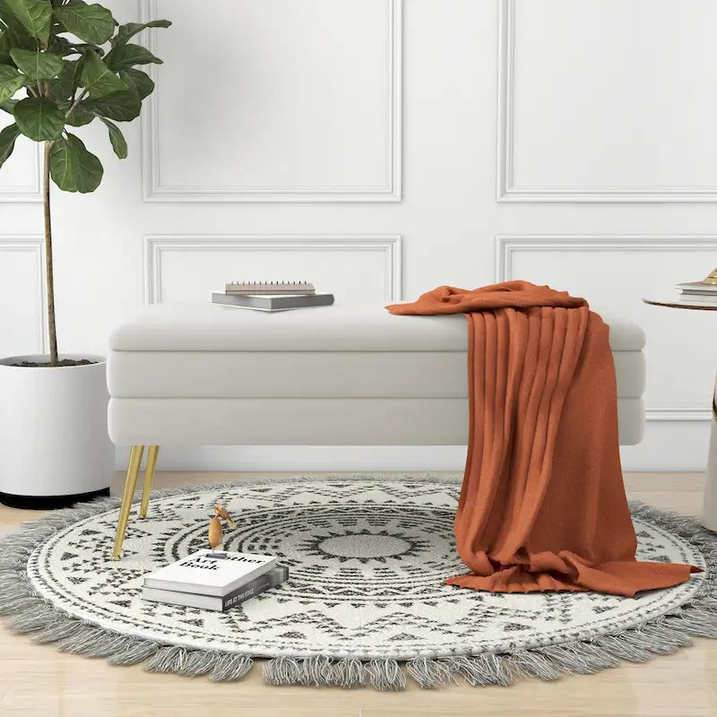 Velvet Storage Ottoman Bench with Metal Legs