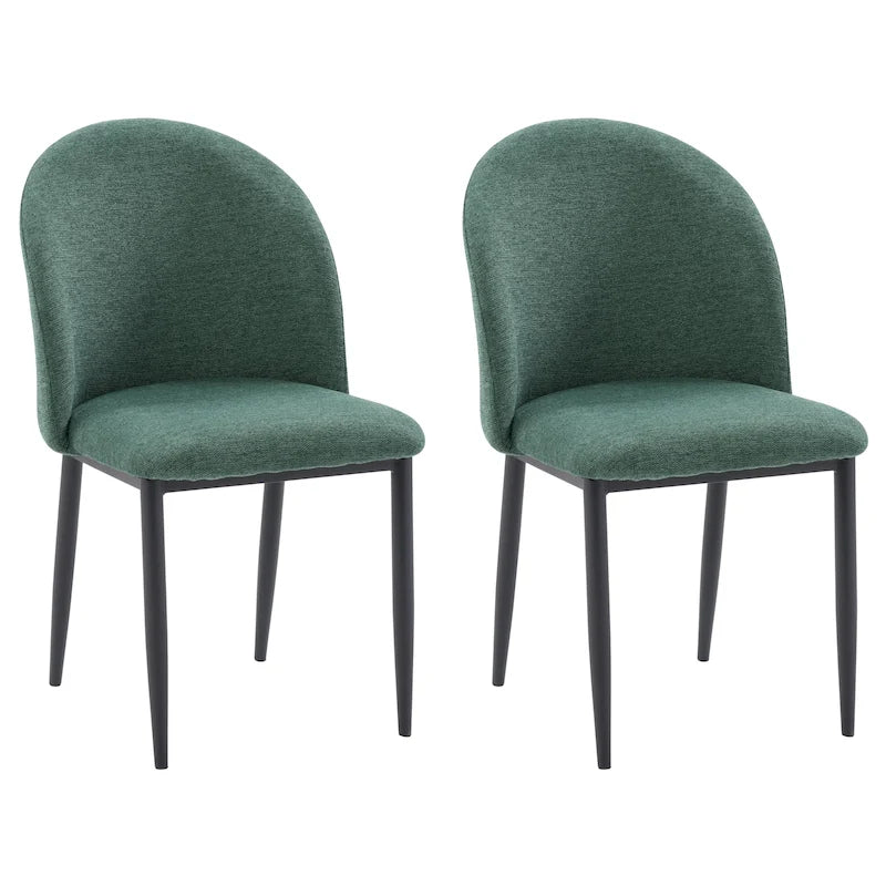 Upholstered Dining Chair With Black Legs, Set of 2
