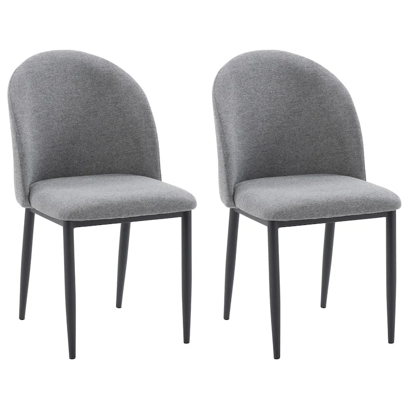 Upholstered Dining Chair With Black Legs, Set of 2