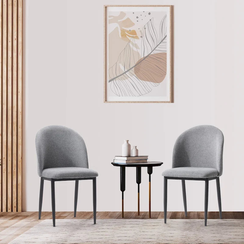 Nyla Upholstered Dining Chair With Black Legs, Set of 2