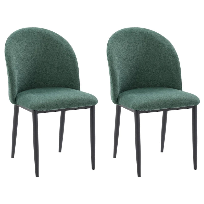 Upholstered Dining Chair With Black Legs, Set of 2