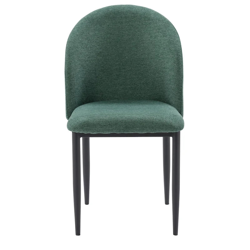 Upholstered Dining Chair With Black Legs, Set of 2