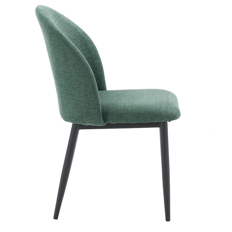 Upholstered Dining Chair With Black Legs, Set of 2