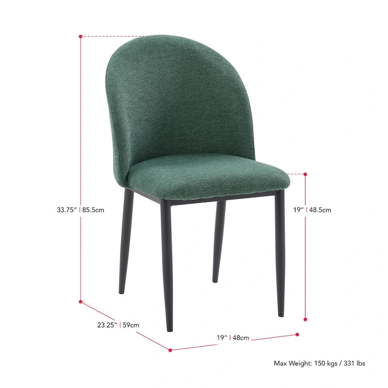 Upholstered Dining Chair With Black Legs, Set of 2