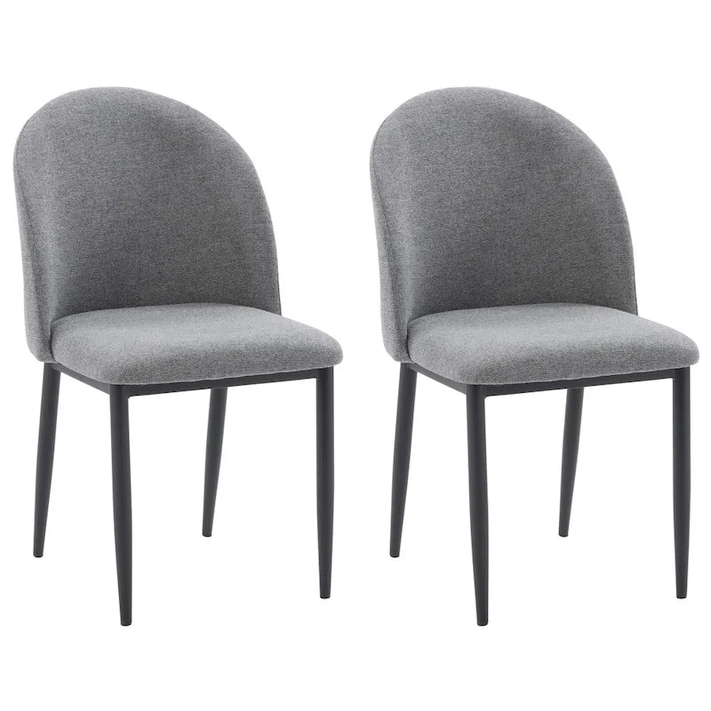Upholstered Dining Chair With Black Legs, Set of 2
