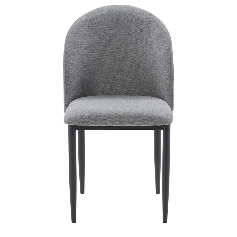 Upholstered Dining Chair With Black Legs, Set of 2