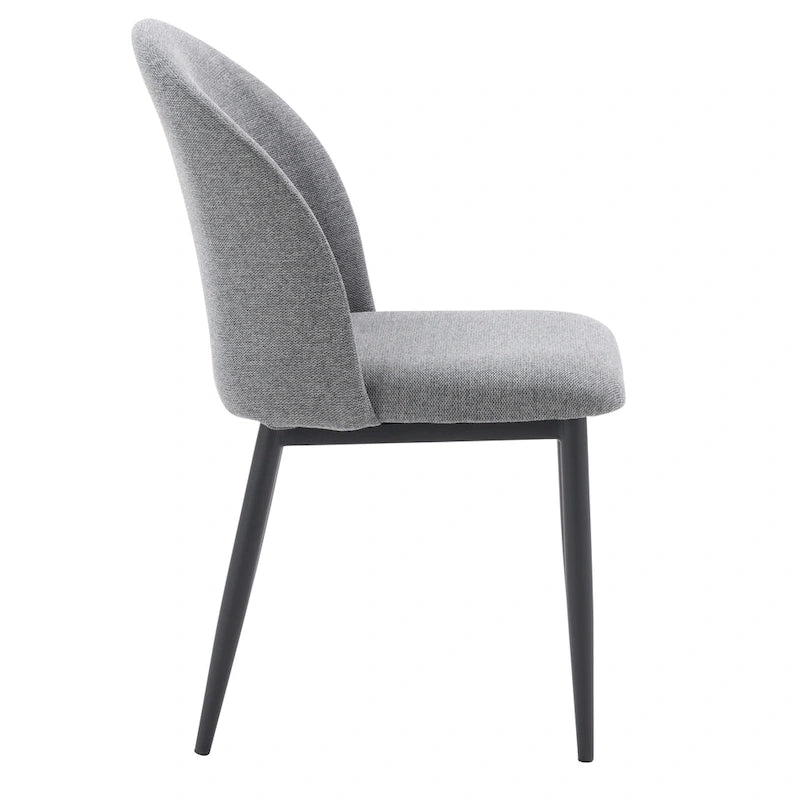 Upholstered Dining Chair With Black Legs, Set of 2