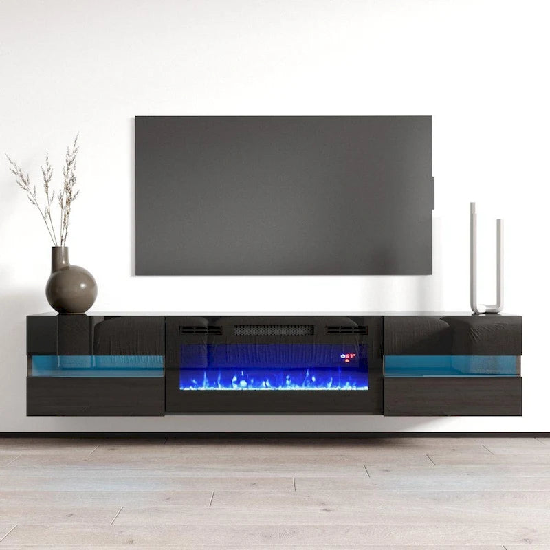 Wall Mounted Electric Fireplace 72 TV Stand