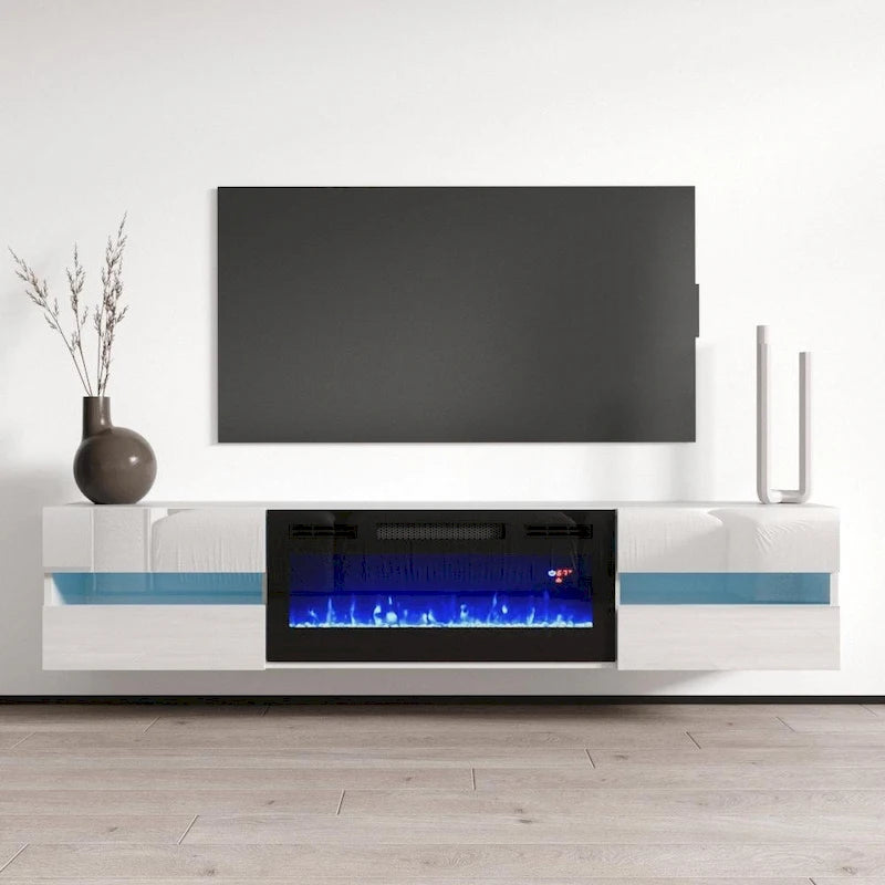 Wall Mounted Electric Fireplace 72 TV Stand