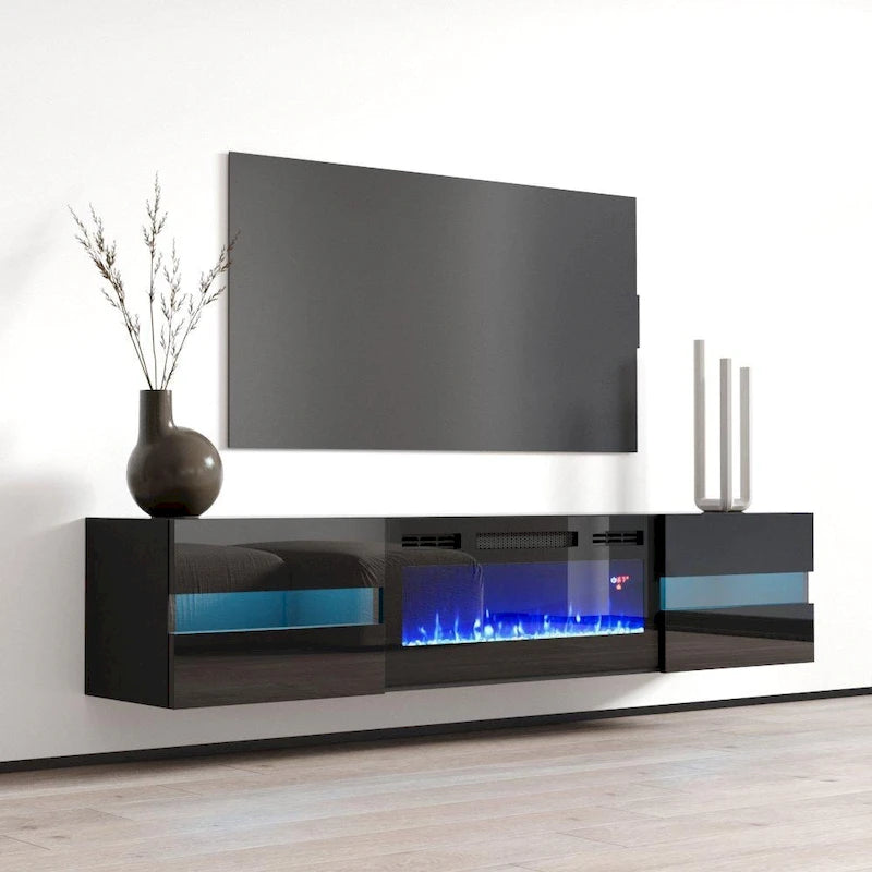 Wall Mounted Electric Fireplace 72 TV Stand
