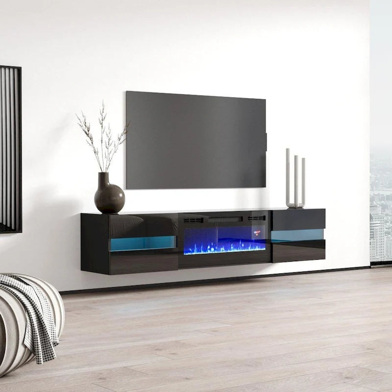 Wall Mounted Electric Fireplace 72 TV Stand